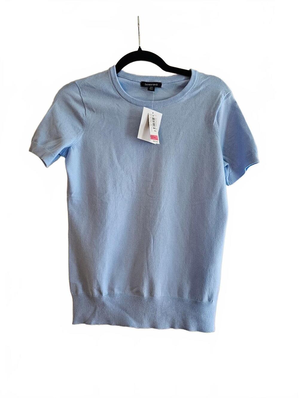 Lands' End Camelot Blue Women's XS Short Sleeve Sweater-NWT
